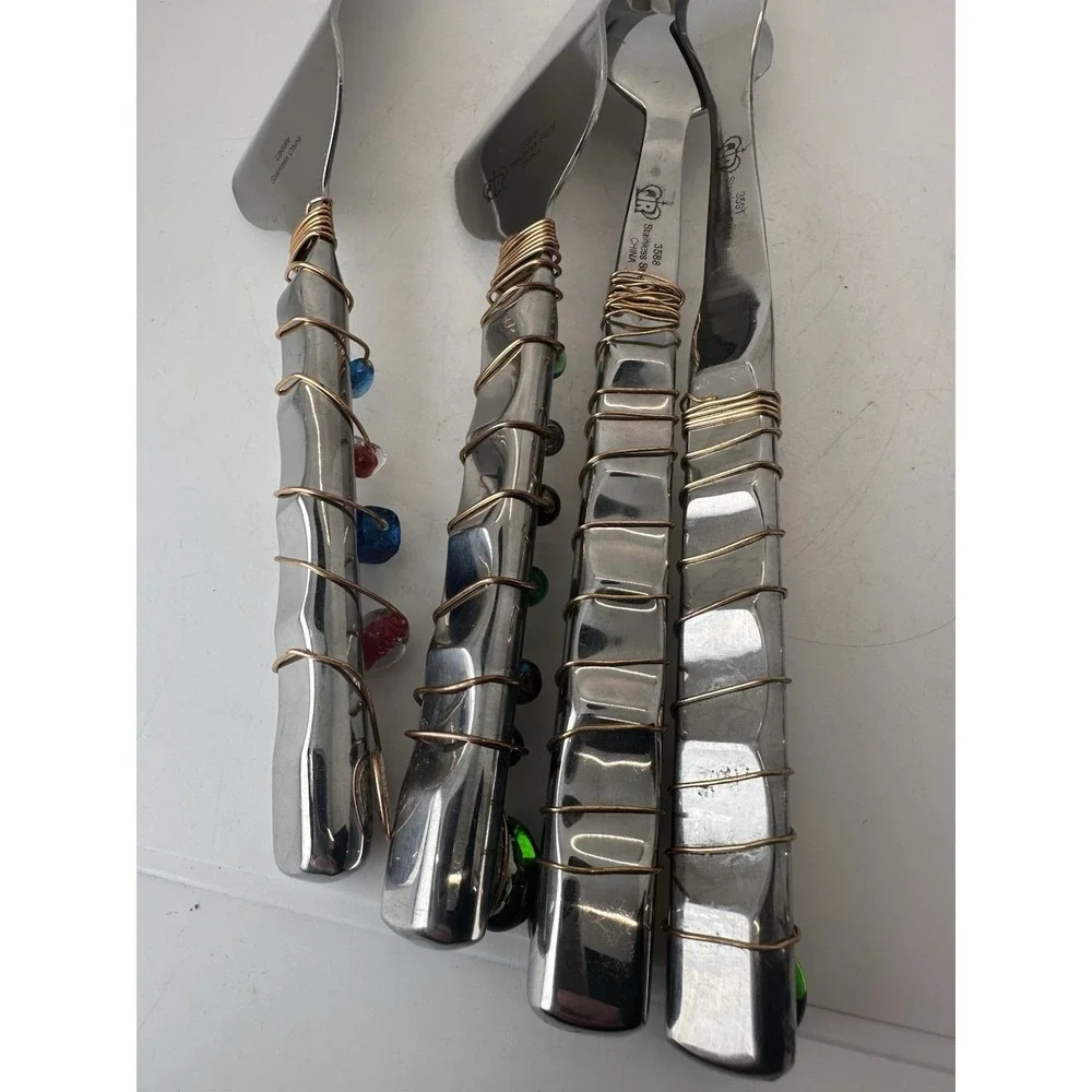 Handmade Beaded Wire Wrapped Stainless Serving Utensils Mixed Lot of 6